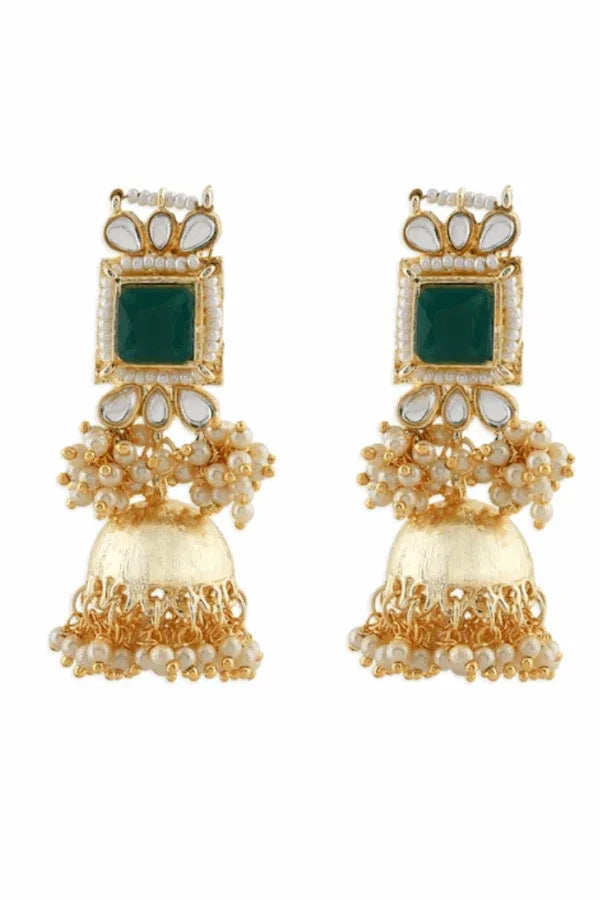 Green emerald moti Jewellery Set (Outside Ontario) - MyEthnikRentals