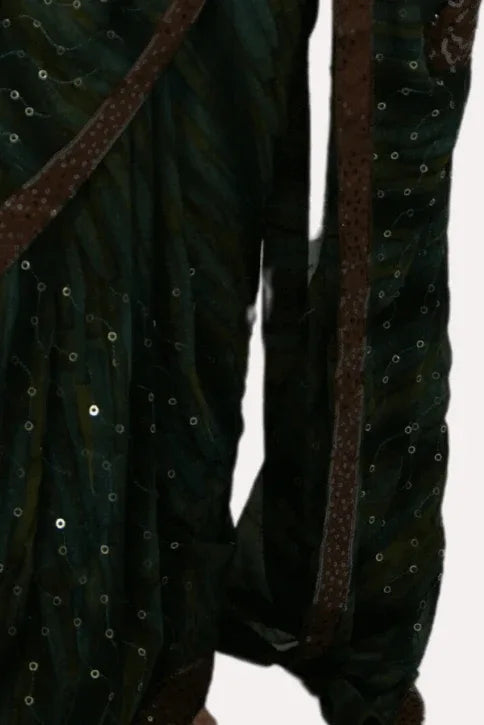 Dark Green Sequins Saree (Outside Ontario) - MyEthnikRentals