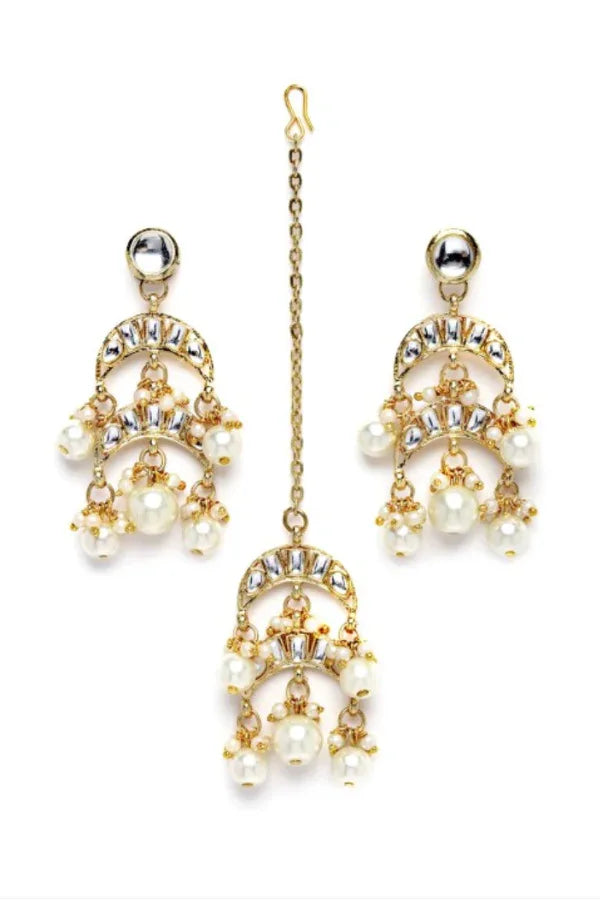 Half Moon Pearl Beaded Choker Jewellery Set - MyEthnikRentals