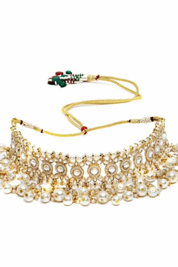 Half Moon Pearl Beaded Choker Jewellery Set (Outside Ontario) - MyEthnikRentals