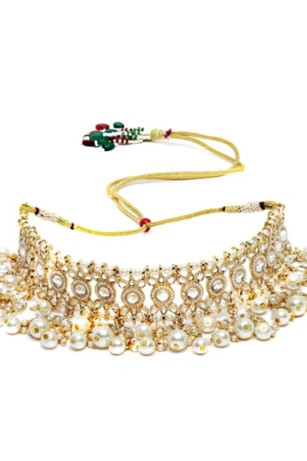 Half Moon Pearl Beaded Choker Jewellery Set - MyEthnikRentals
