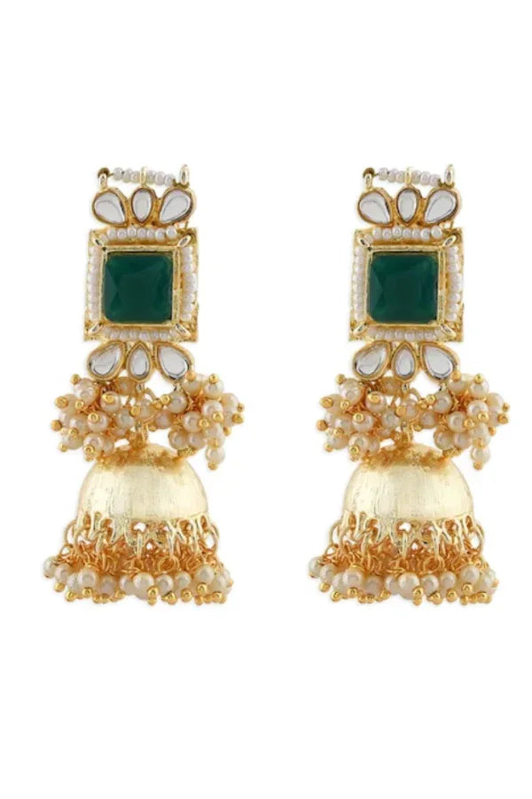 Green emerald moti Jewellery Set - MyEthnikRentals