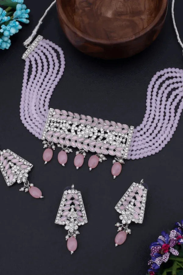Pink beads Jewellery Set (Outside Ontario) - MyEthnikRentals