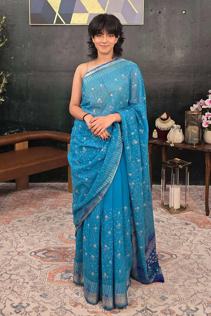 Pure Georgette Hand Saree (Outside Ontario) - MyEthnikRentals