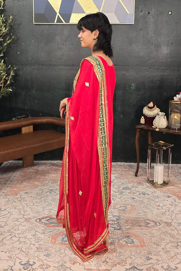 Red embroidered Salwar Kameez - MyEthnikRentals
