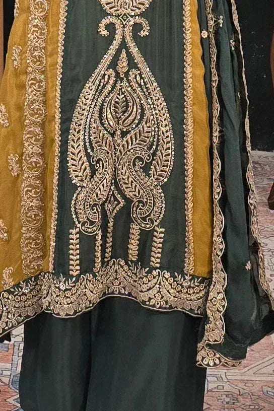 Dark green embroidered Salwar Kameez (Outside Ontario) - MyEthnikRentals