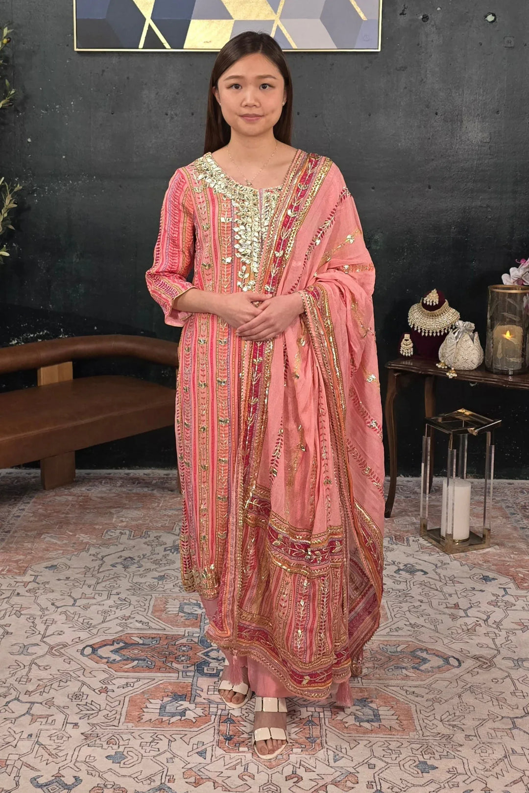 Pink Gotta Patti Salwar Kameez - MyEthnikRentals
