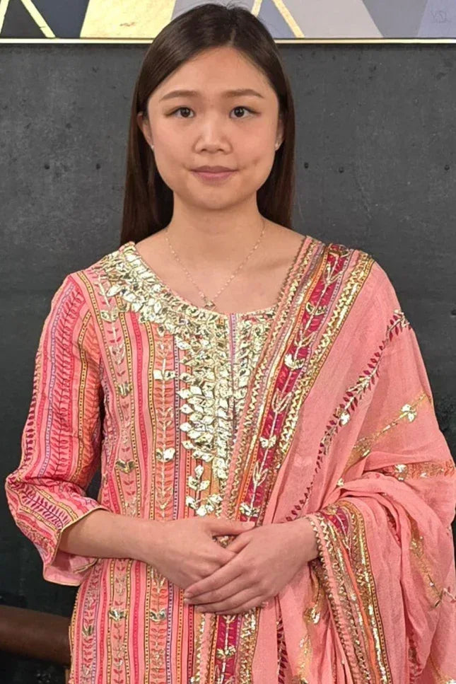 Soft Pink Gerogette Gotta Patti Salwar Kameez - MyEthnikRentals