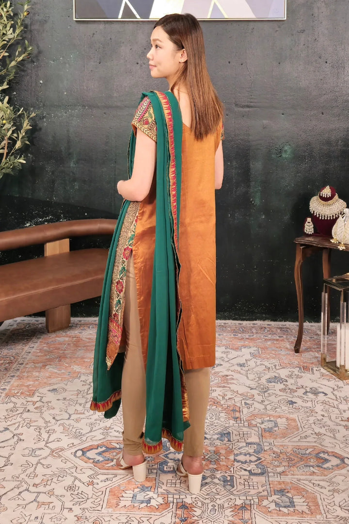 Gold Brocade Salwar Kameez - MyEthnikRentals