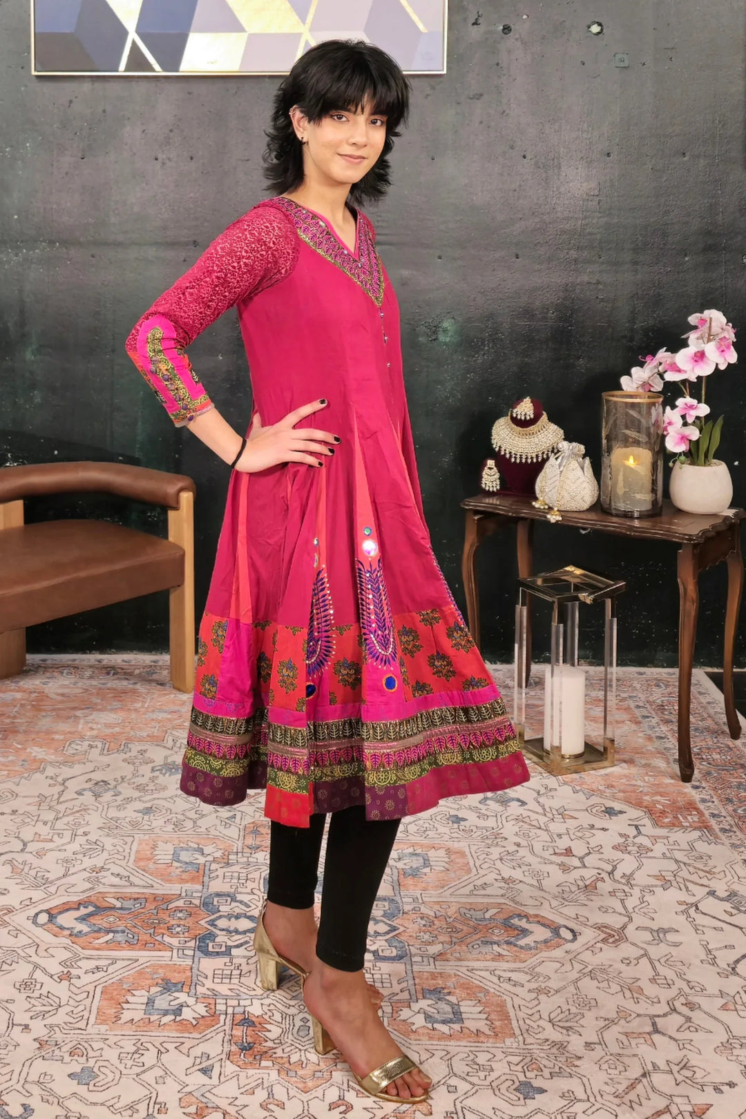 Magenta Pink Malai Embroidered Salwar Kameez - MyEthnikRentals