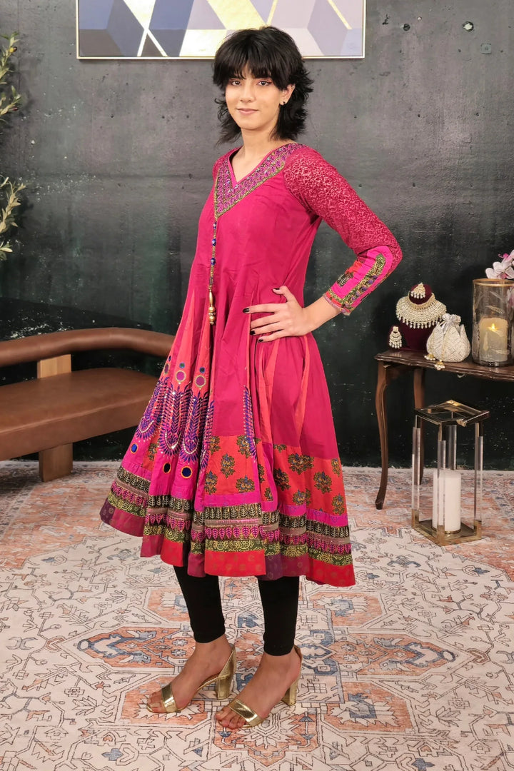 Magenta Pink Malai Embroidered Salwar Kameez - MyEthnikRentals