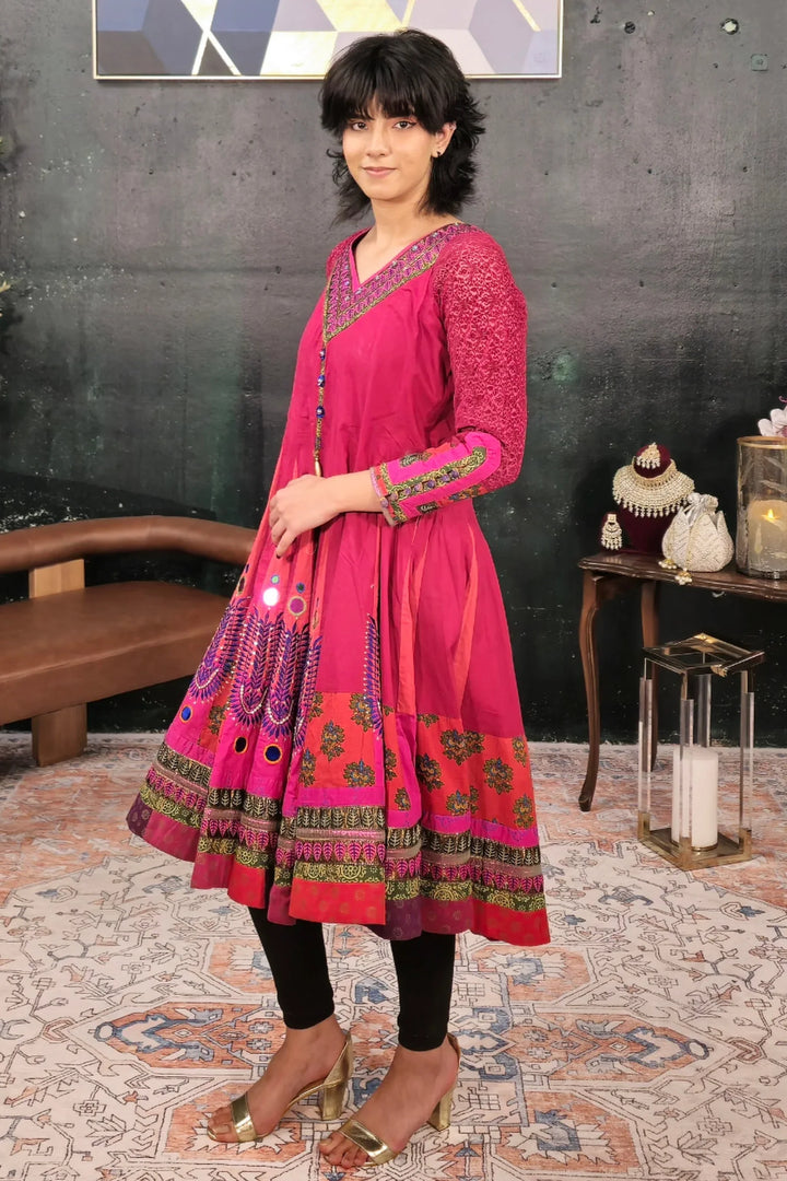 Magenta Pink Malai Embroidered Salwar Kameez - MyEthnikRentals