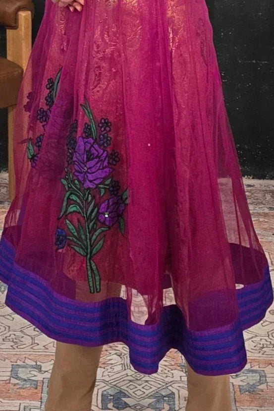 Purple Brocade Churidar Salwar Kameez - MyEthnikRentals