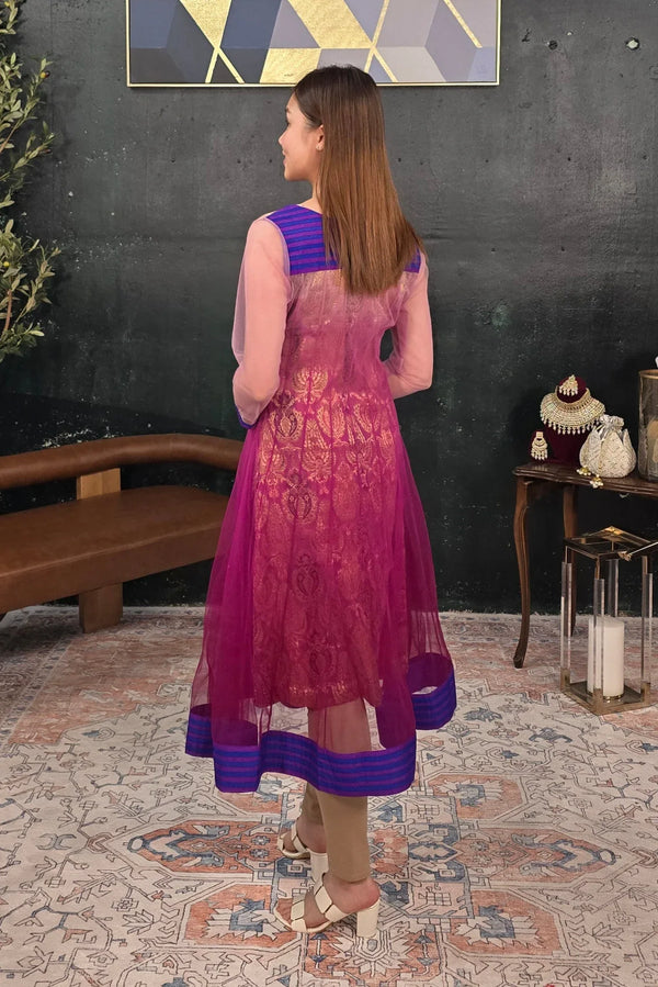 Purple Brocade Churidar Salwar Kameez - MyEthnikRentals