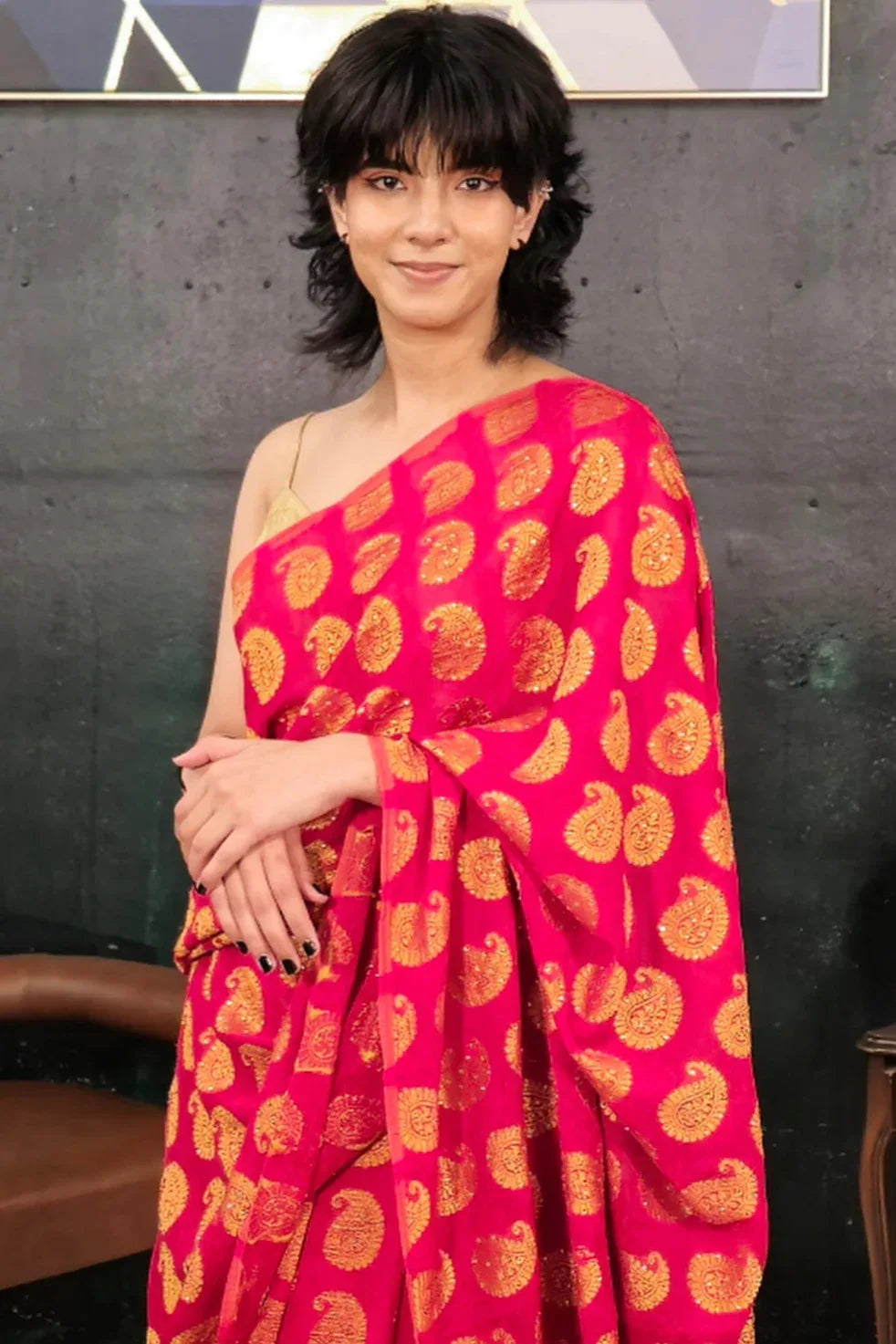 Magenta Banarsi Want Saree - MyEthnikRentals
