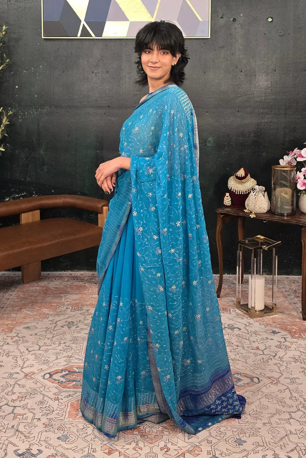 Pure Georgette Hand Saree - MyEthnikRentals