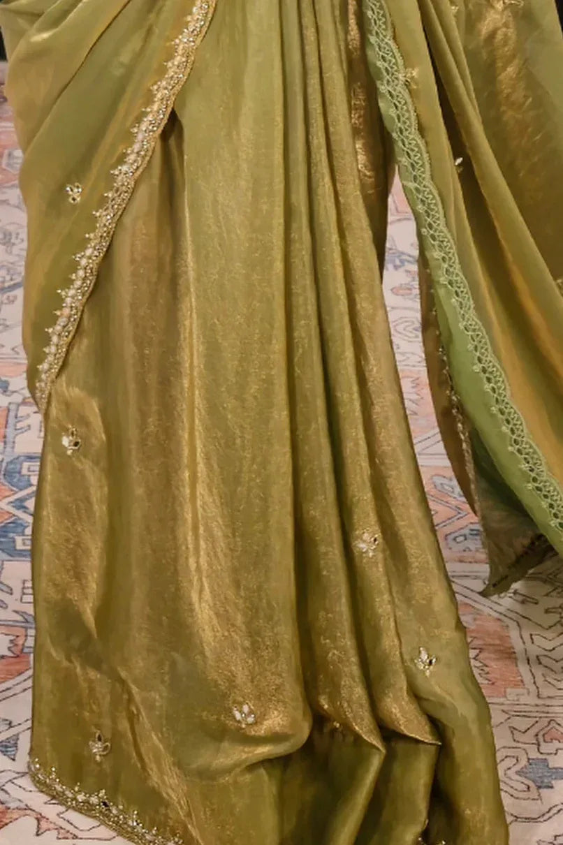 Sage Crystal Green Saree (Outside Ontario) - MyEthnikRentals
