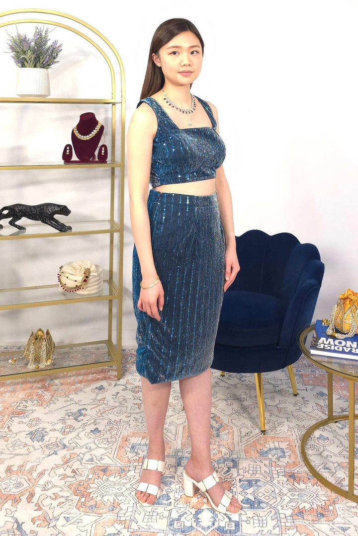 Blue Skirt Fusion Set (Outside Ontario) - MyEthnikRentals