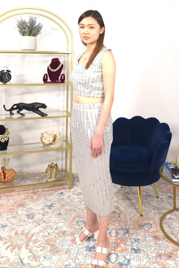 Silver Skirt Fusion Set (Outside Ontario) - MyEthnikRentals