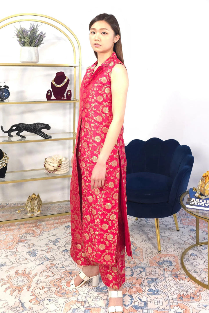 Pink Sleeveless Fusion Set - MyEthnikRentals