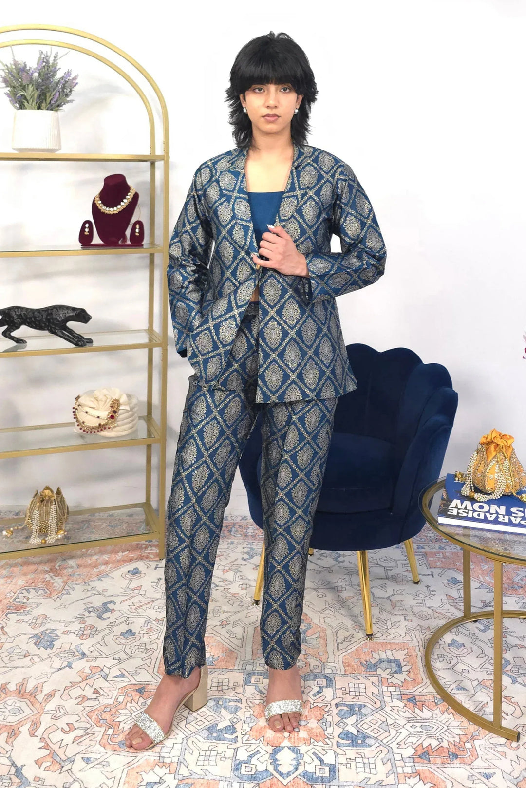 Blue With Gold Fusion Set - MyEthnikRentals