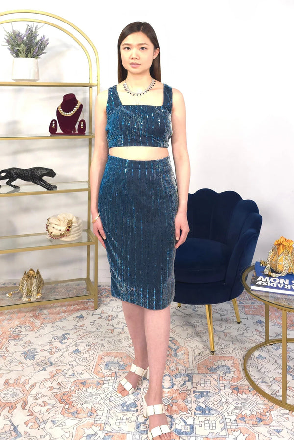 Blue Skirt Fusion Set - MyEthnikRentals