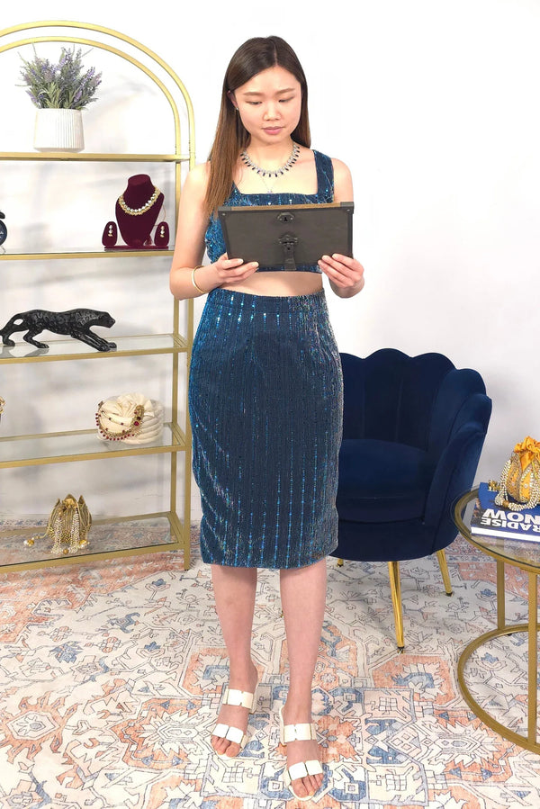 Blue Skirt Fusion Set - MyEthnikRentals