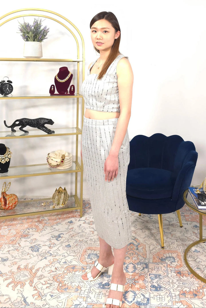 Silver Skirt Fusion Set - MyEthnikRentals