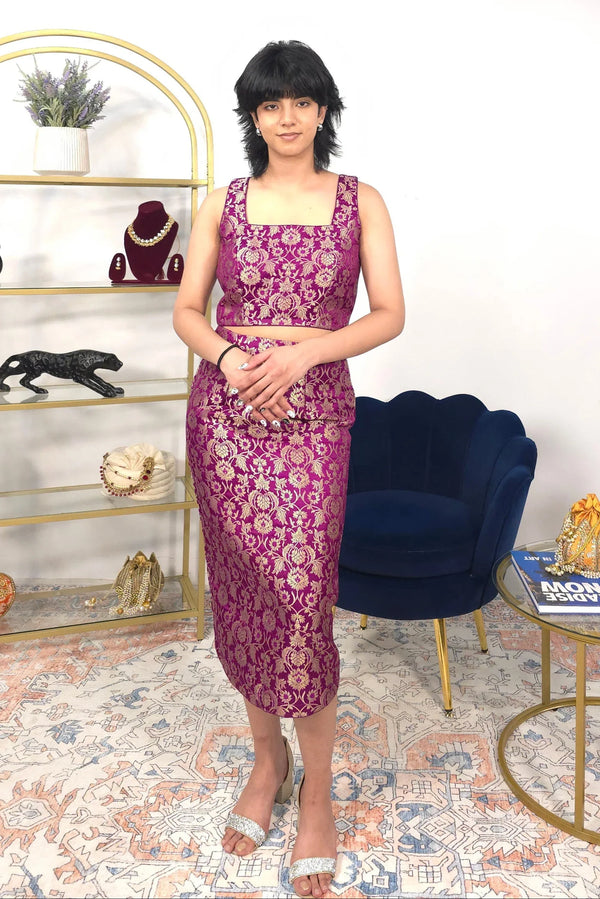 Maroon Fusion Set - MyEthnikRentals