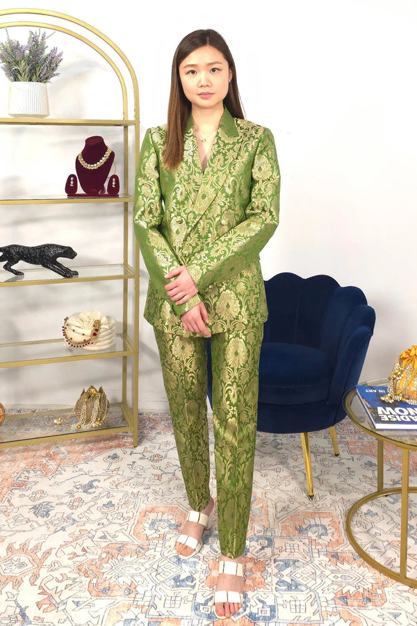 Green Jacket Fusion Set - MyEthnikRentals