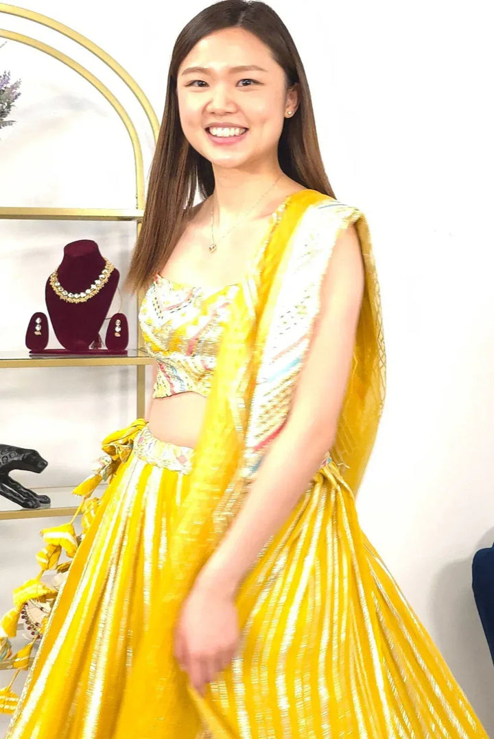Yellow Embroidered Festive Lehenga - MyEthnikRentals