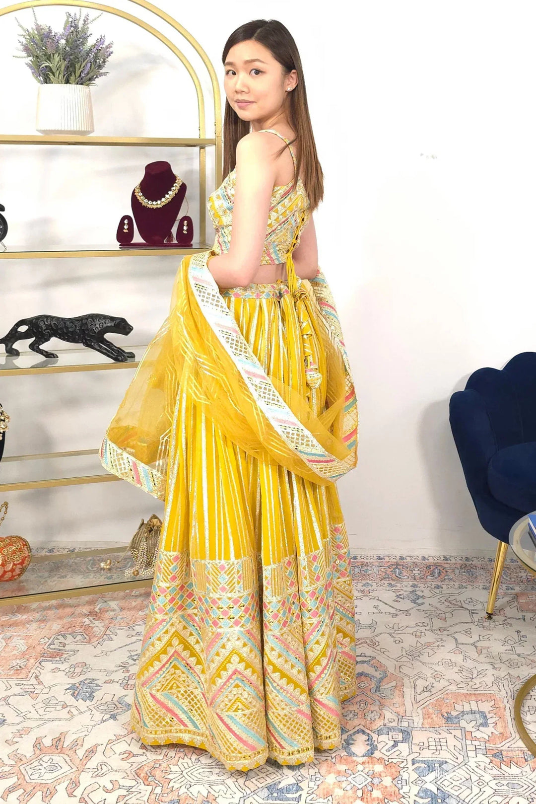 Yellow Embroidered Festive Lehenga - MyEthnikRentals