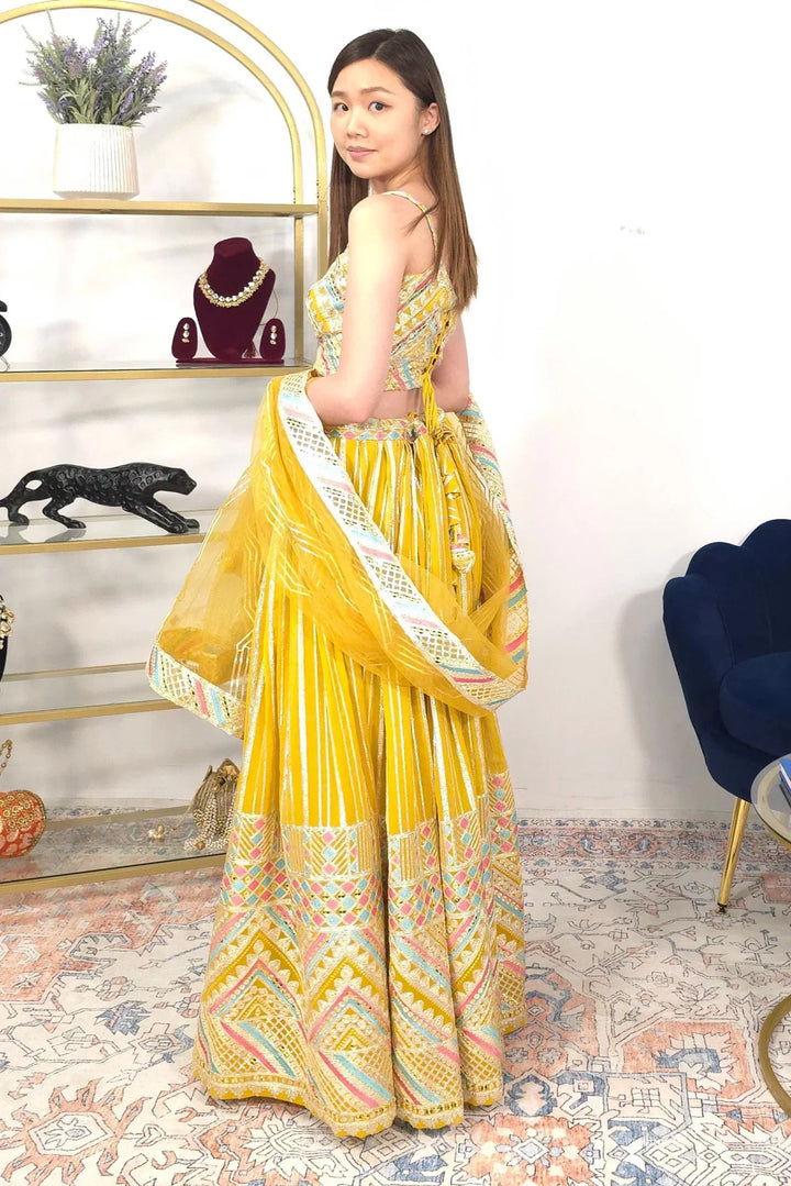 Yellow Embroidered Festive Lehenga - MyEthnikRentals