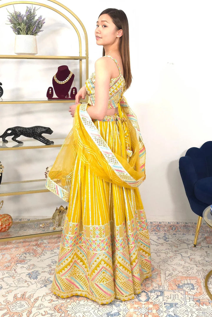 Yellow Embroidered Festive Lehenga - MyEthnikRentals