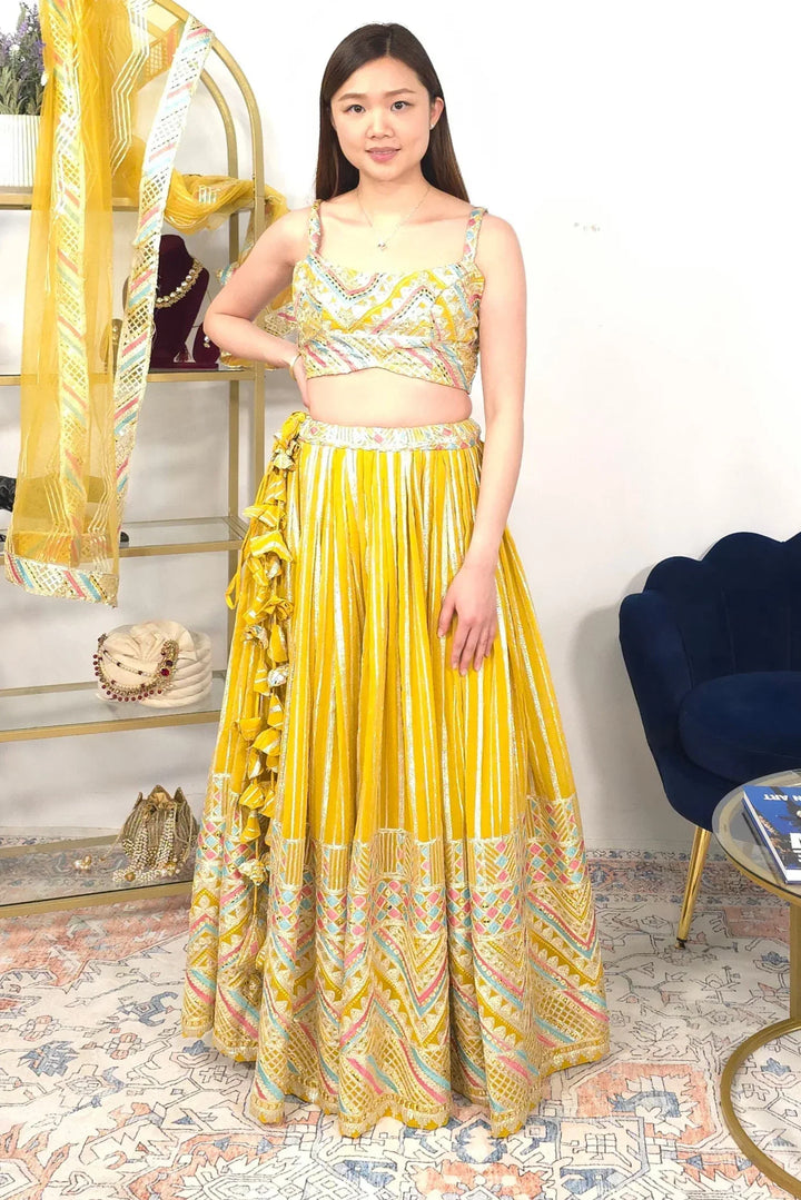 Yellow Embroidered Festive Lehenga - MyEthnikRentals