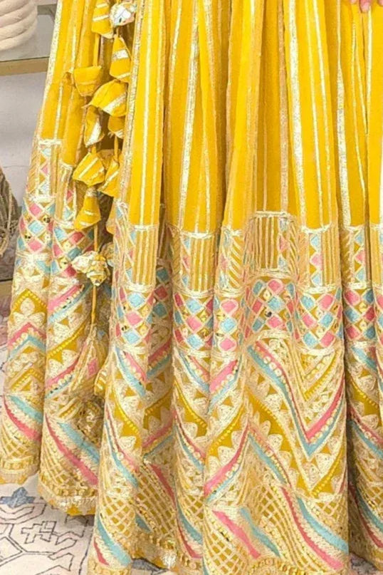 Yellow Embroidered Festive Lehenga (Outside Ontario) - MyEthnikRentals