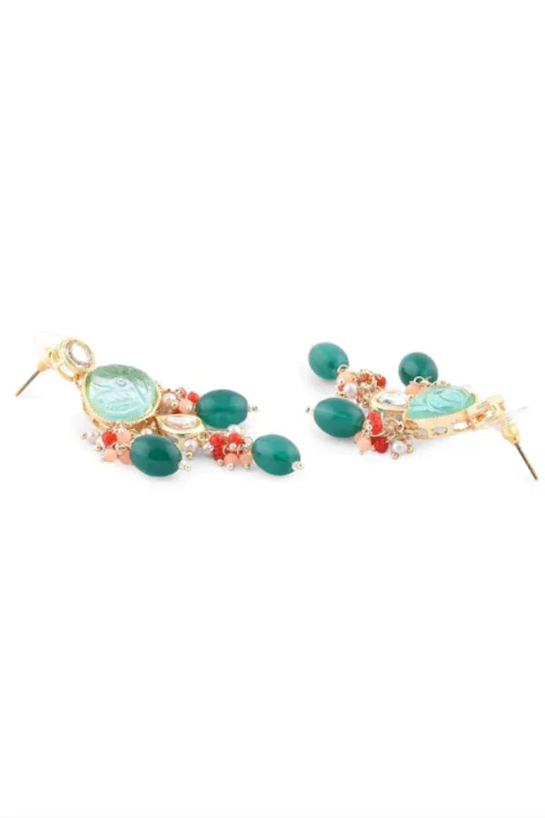 Rose Emerald Stone Jewellery set (Outside Ontario) - MyEthnikRentals