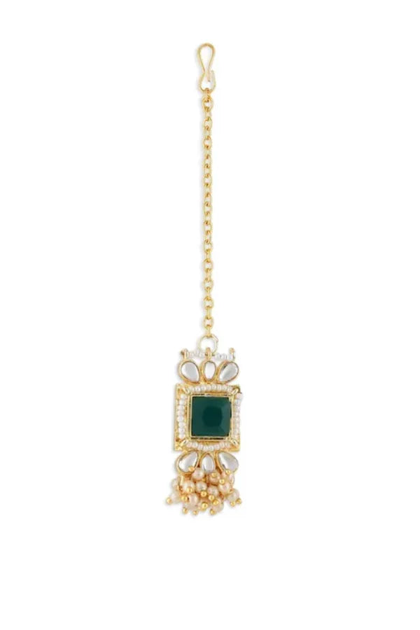 Green emerald moti Jewellery Set (Outside Ontario) - MyEthnikRentals