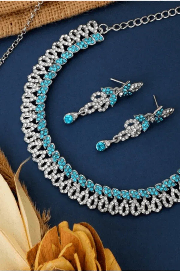 Blue crystal Jewellery Set (Outside Ontario) - MyEthnikRentals