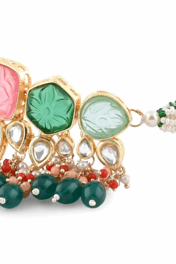 Rose Emerald Stone Jewellery set (Outside Ontario) - MyEthnikRentals