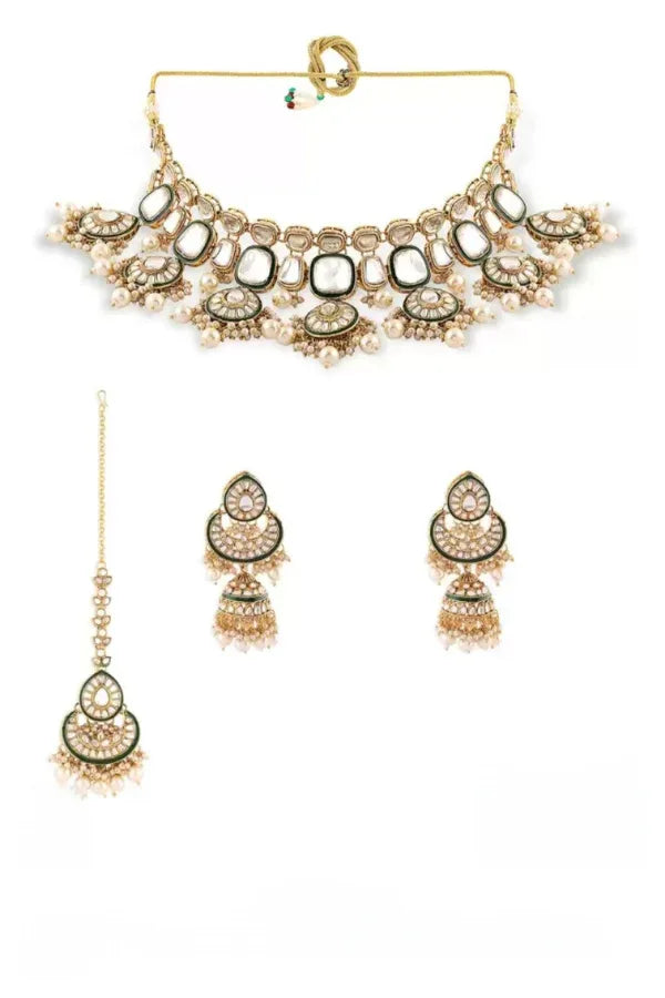 Big Polka Kundan Jewellery Set - MyEthnikRentals