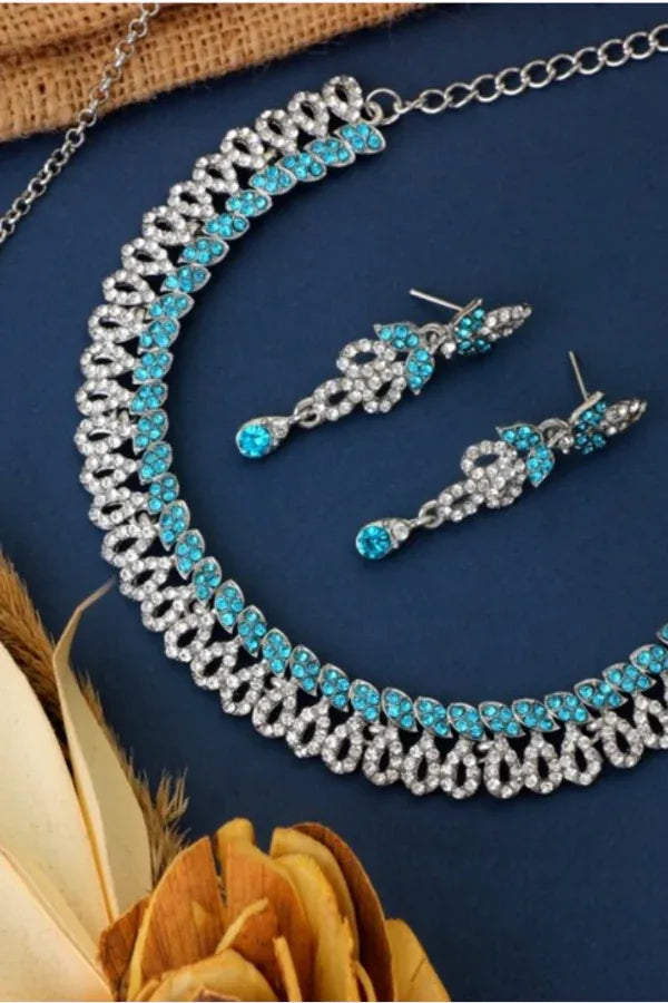 Blue crystal Jewellery Set - MyEthnikRentals