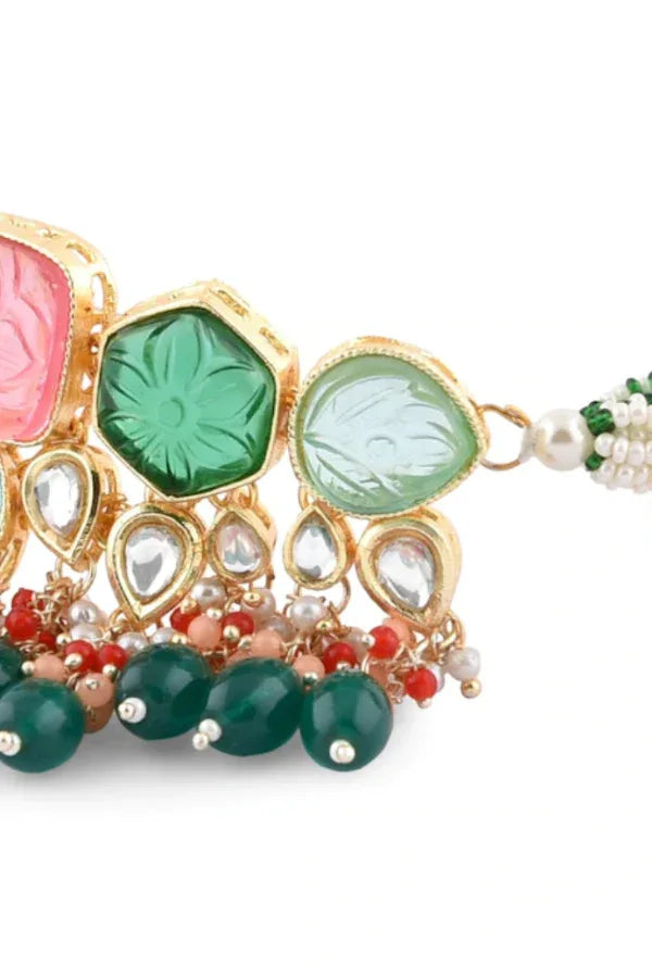 Rose Emerald Stone Jewellery set - MyEthnikRentals
