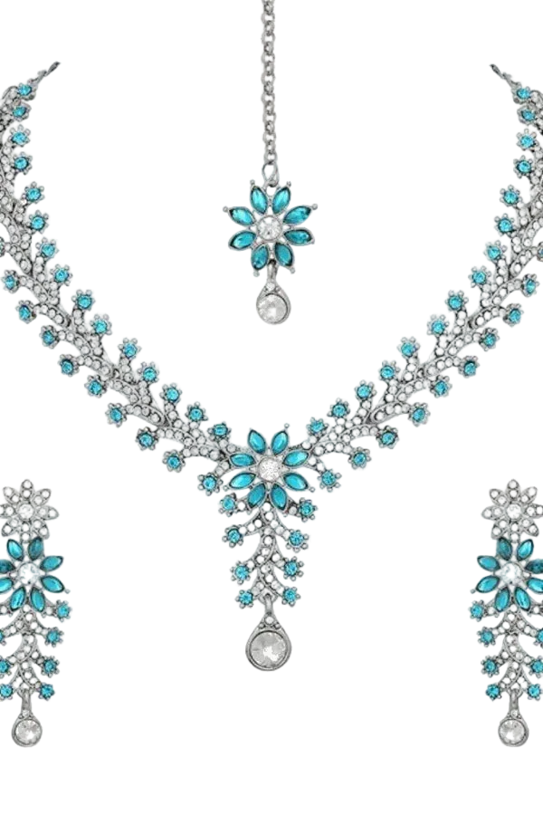 Blue floral Jewellery Set (Outside Ontario) - MyEthnikRentals