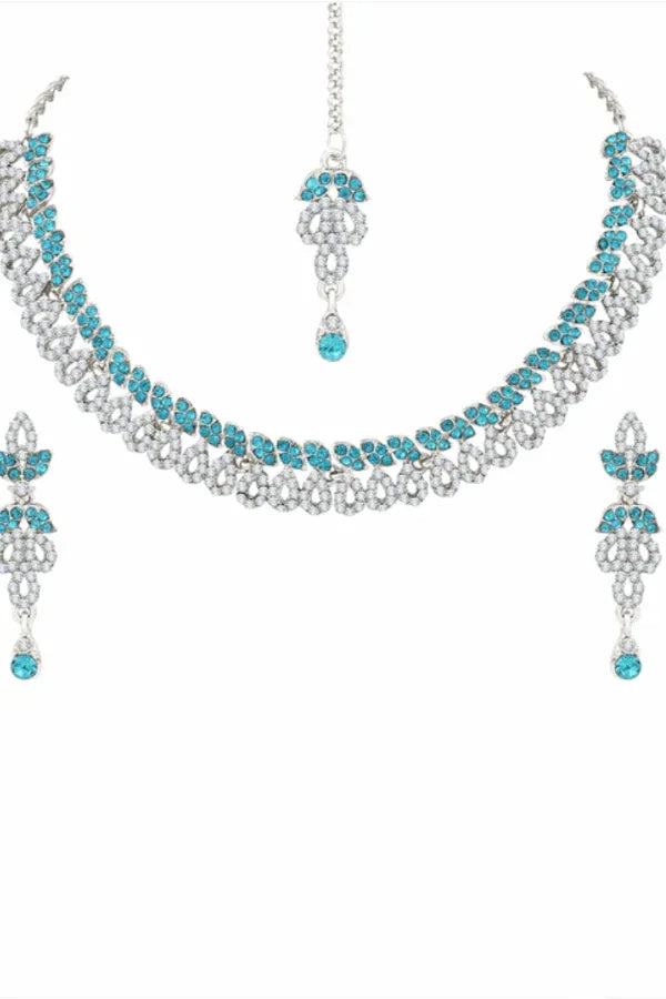 Blue crystal Jewellery Set (Outside Ontario) - MyEthnikRentals