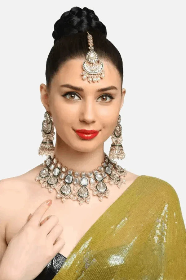 Big Polka Kundan Jewellery Set (Outside Ontario) - MyEthnikRentals