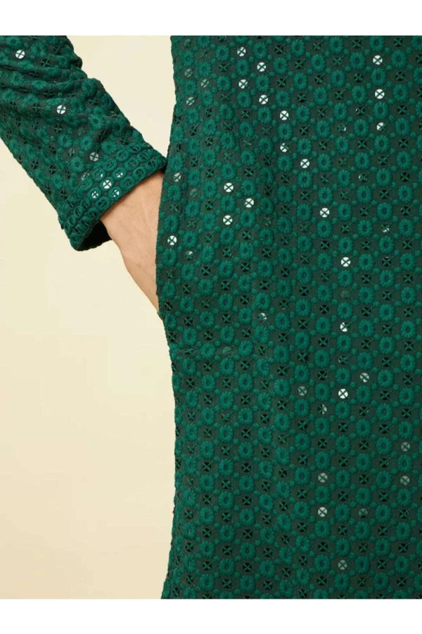 Emerald Mirror Embroidered Kurta - MyEthnikRentals