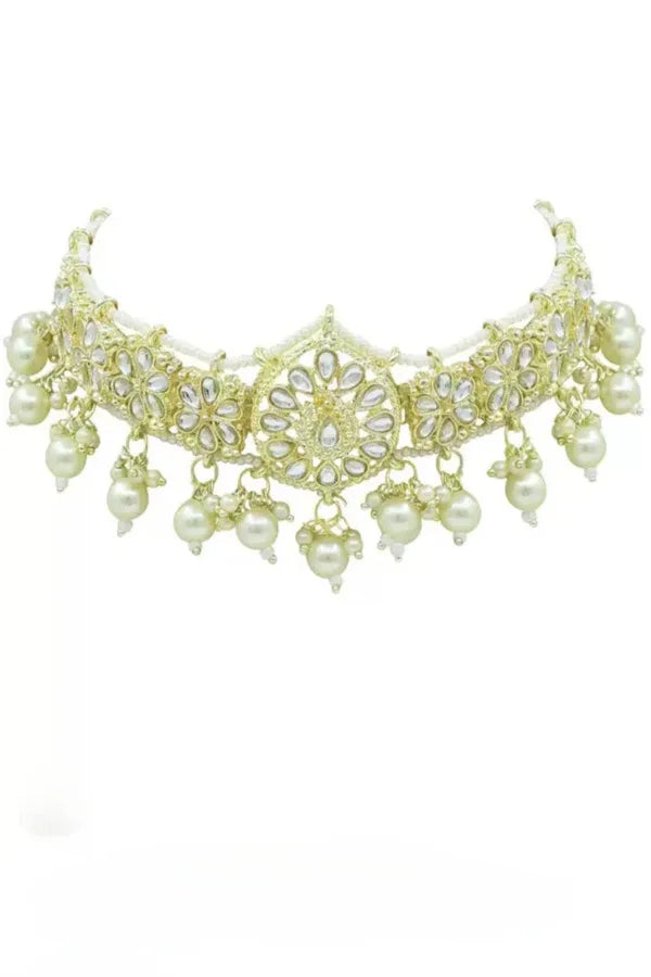 Golden Crystal dew drop Jewellery Set - MyEthnikRentals