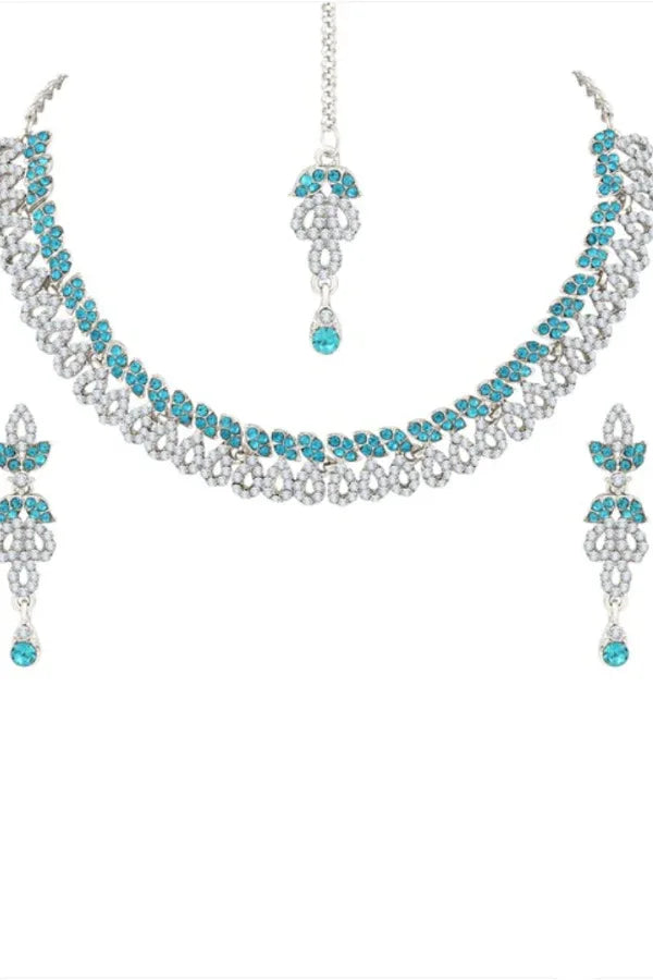 Blue crystal Jewellery Set - MyEthnikRentals