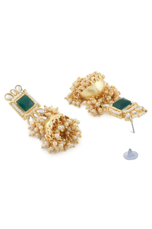 Green emerald moti Jewellery Set (Outside Ontario) - MyEthnikRentals